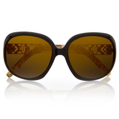 Girls black oversized leopard sunglasses